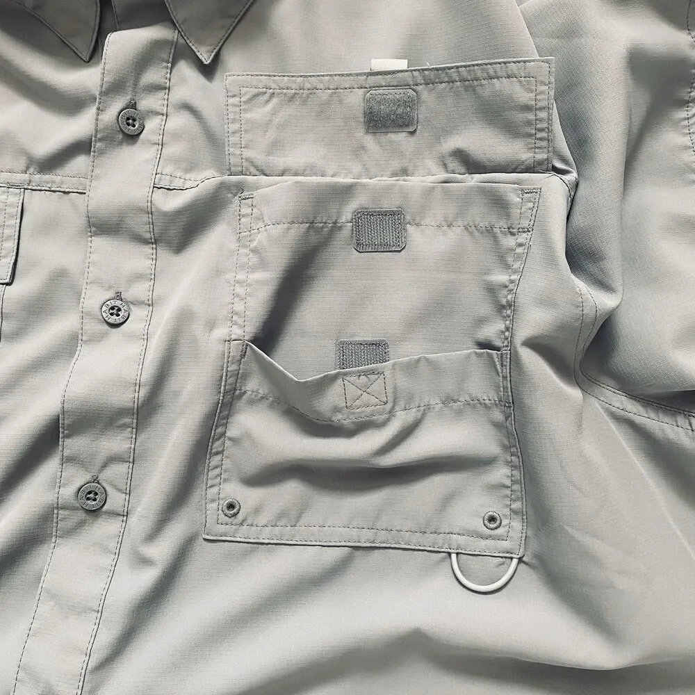 Habit Mens 2XL Gray Vented Outdoor UPF 40+ Long Sleeve Button-Up Fishing Shirt - Picture 10 of 16